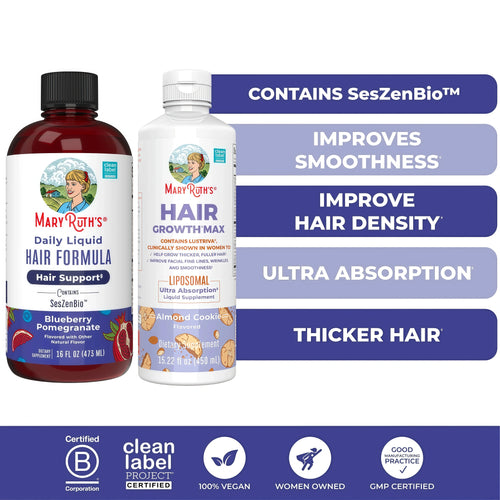 MaryRuth's Advanced Hair Care Bundle - Daily Liquid Hair Formula 16 oz & Hair Growth Max Liposomal 15.22 oz