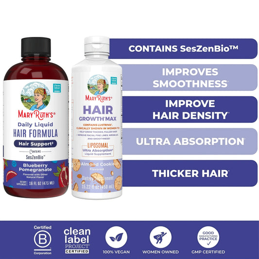 MaryRuth's Advanced Hair Care Bundle - Daily Liquid Hair Formula 16 oz & Hair Growth Max Liposomal 15.22 oz