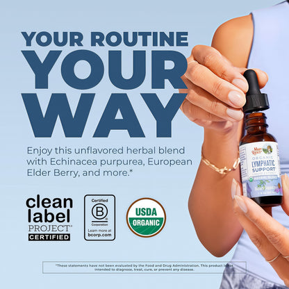 MARYRUTH'S Organic Lymphatic Support Liquid Drops, Herbal Blend, Non-GMO | USDA Organic, Herbal Blend with Echinacea & Elderberry, Blue Vervain, Vegan, Alcohol-Free, Non-GMO