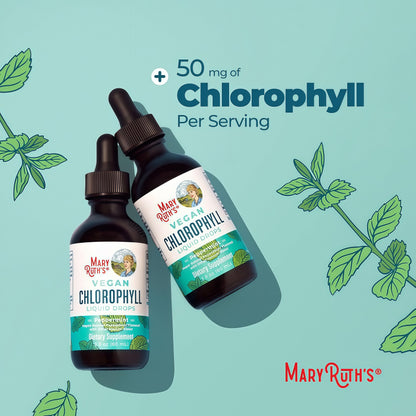MaryRuth's Chlorophyll Liquid Drops, Delicious Minty Flavor, Vegan, 2 Fl Oz | Clean Label Project Certified®, Vegan, Non-Diluted Liquid Chlorophyll, Mulberry Derived Supplement for Ages 14+, Non-GMO
