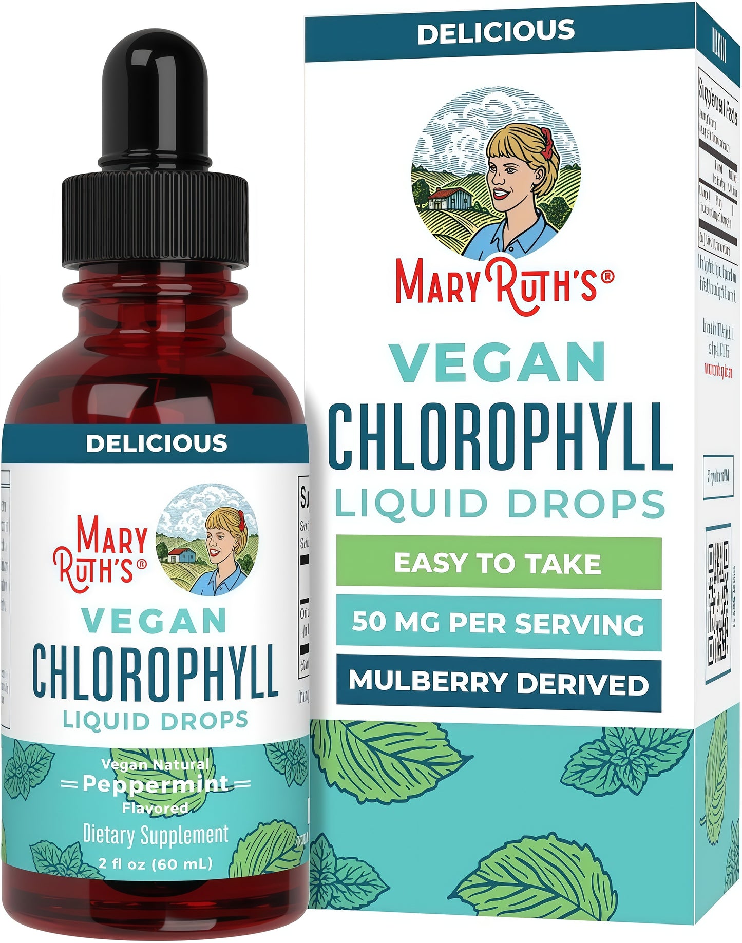MaryRuth's Chlorophyll Liquid Drops, Delicious Minty Flavor, Vegan, 2 Fl Oz | Clean Label Project Certified®, Vegan, Non-Diluted Liquid Chlorophyll, Mulberry Derived Supplement for Ages 14+, Non-GMO