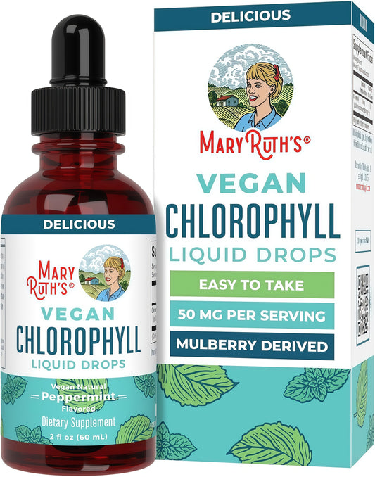 MaryRuth's Chlorophyll Liquid Drops, Delicious Minty Flavor, Vegan, 2 Fl Oz | Clean Label Project Certified®, Vegan, Non-Diluted Liquid Chlorophyll, Mulberry Derived Supplement for Ages 14+, Non-GMO