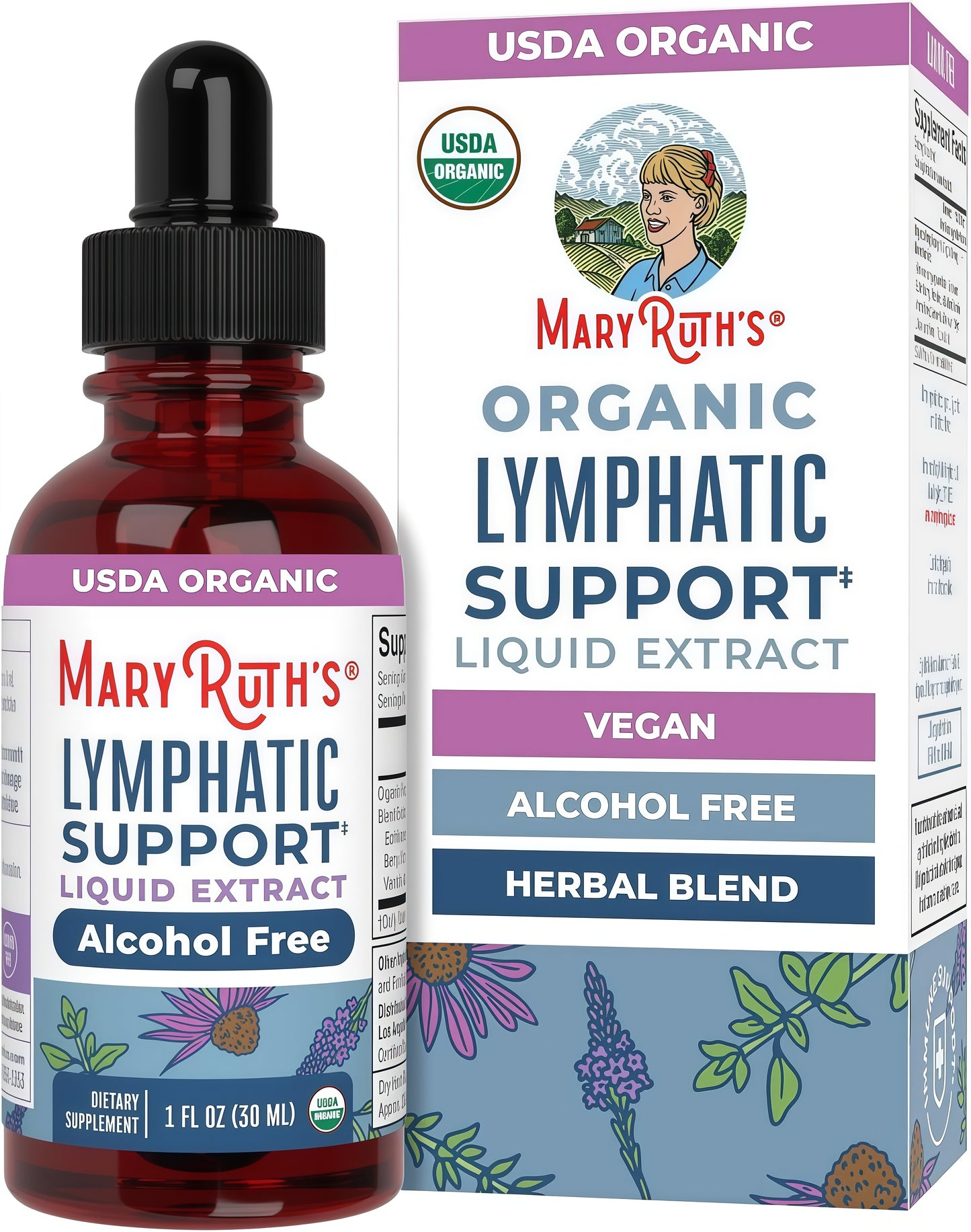 MARYRUTH'S Organic Lymphatic Support Liquid Drops, Herbal Blend, Non-GMO | USDA Organic, Herbal Blend with Echinacea & Elderberry, Blue Vervain, Vegan, Alcohol-Free, Non-GMO